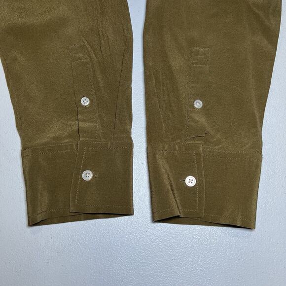 Everlane Silk Green Women’s Button Up Long Sleeve Blouse Size Medium - Picture 4 of 5